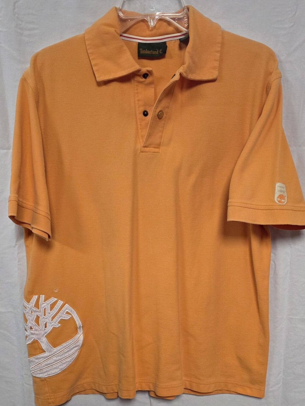 Vintage Timberland Men's Orange Polo Shirt
